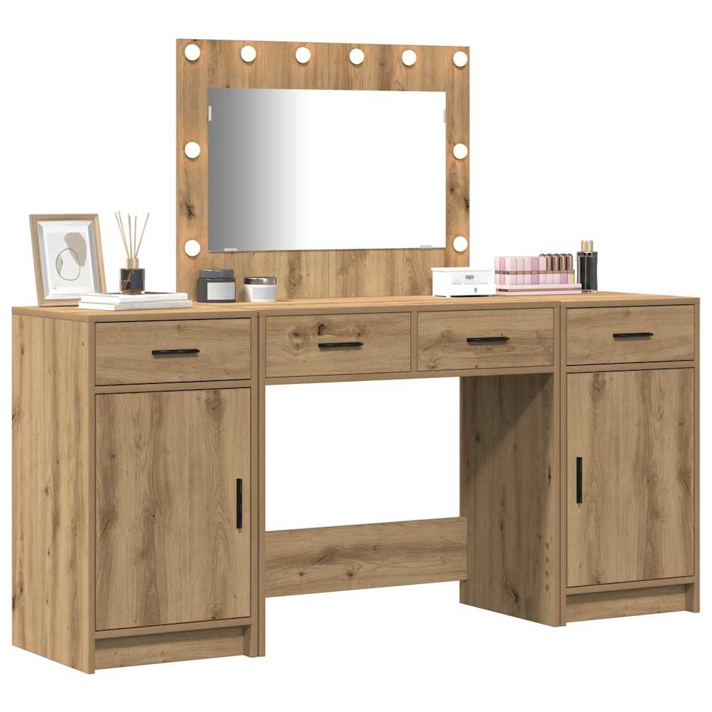 vidaXL Mesa Tocador con cajón 3 pcs Marrón Madera de ingeniería