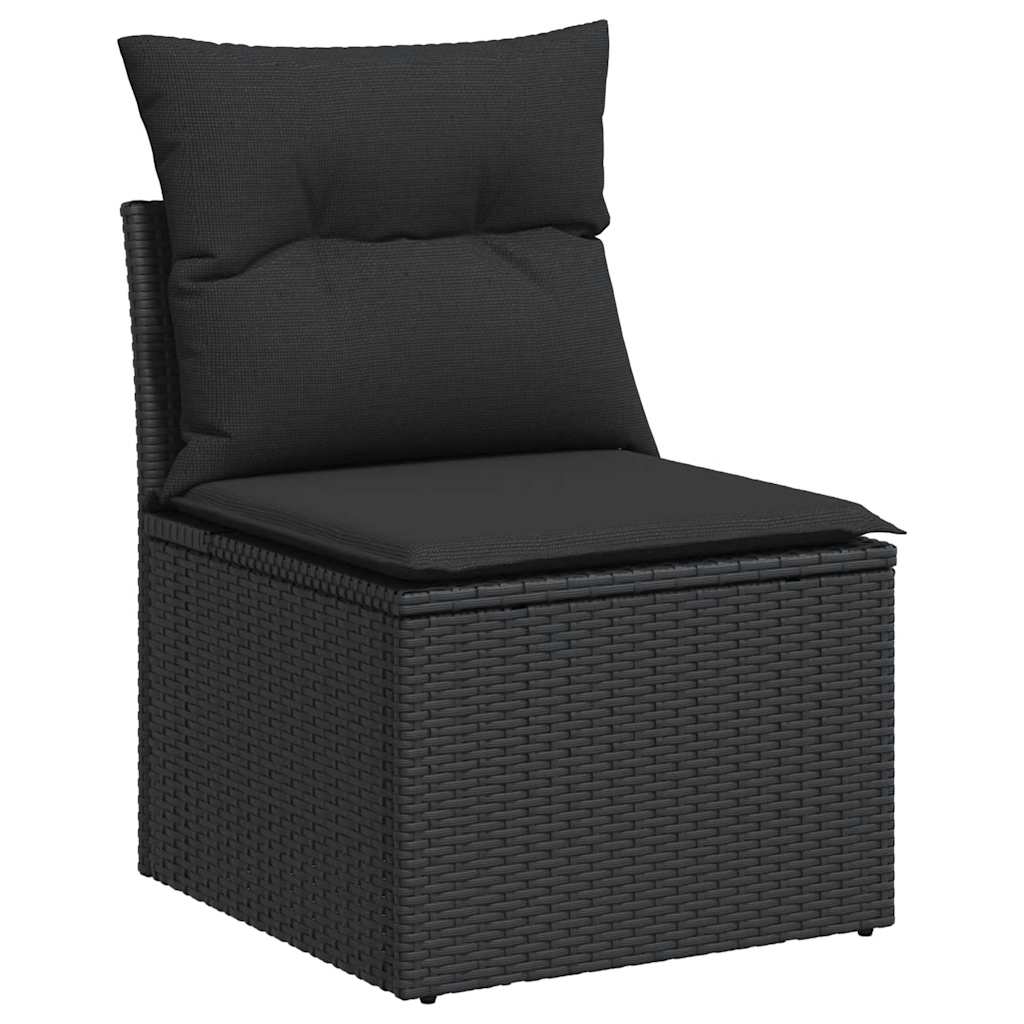 vidaXL Silla de jardín sin brazos con cojines de ratán sintético negro