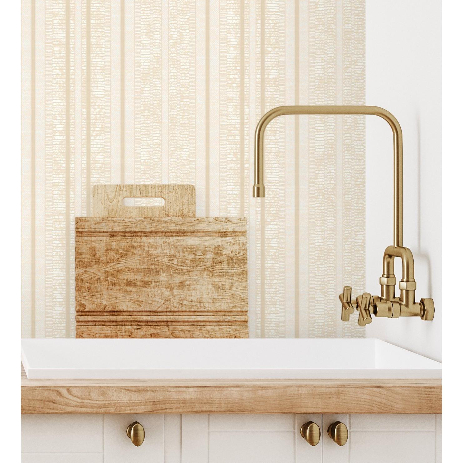 Papel pintado vinílico lavable de rayas beige con textura en relieve - Enzo Stripes 681662 de GAULAN - Rollo de 10 m x 1,06 m