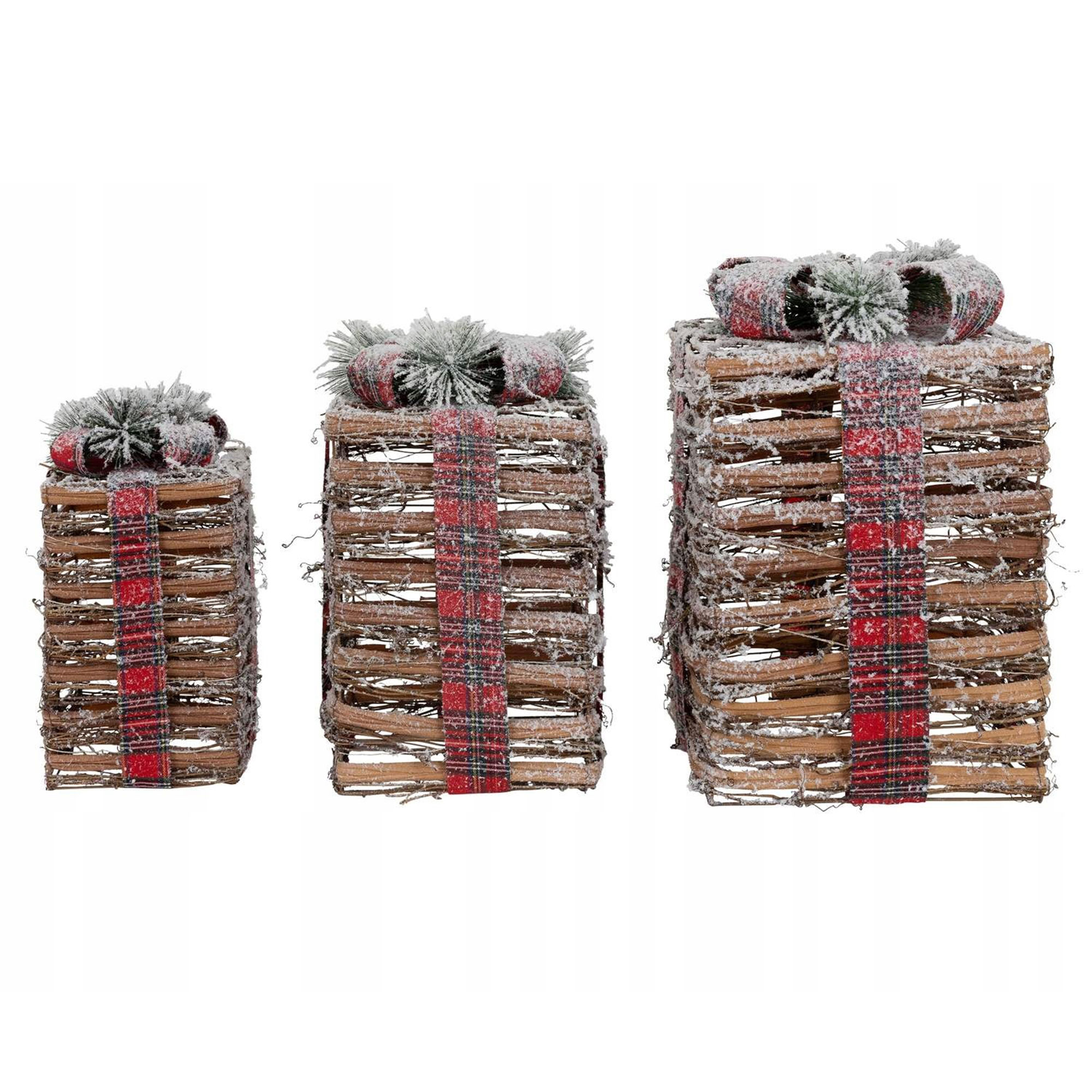 Well Home Decoración Navideña - Juego de 3 Cajas de Regalos con luces LED de distintos tamaños