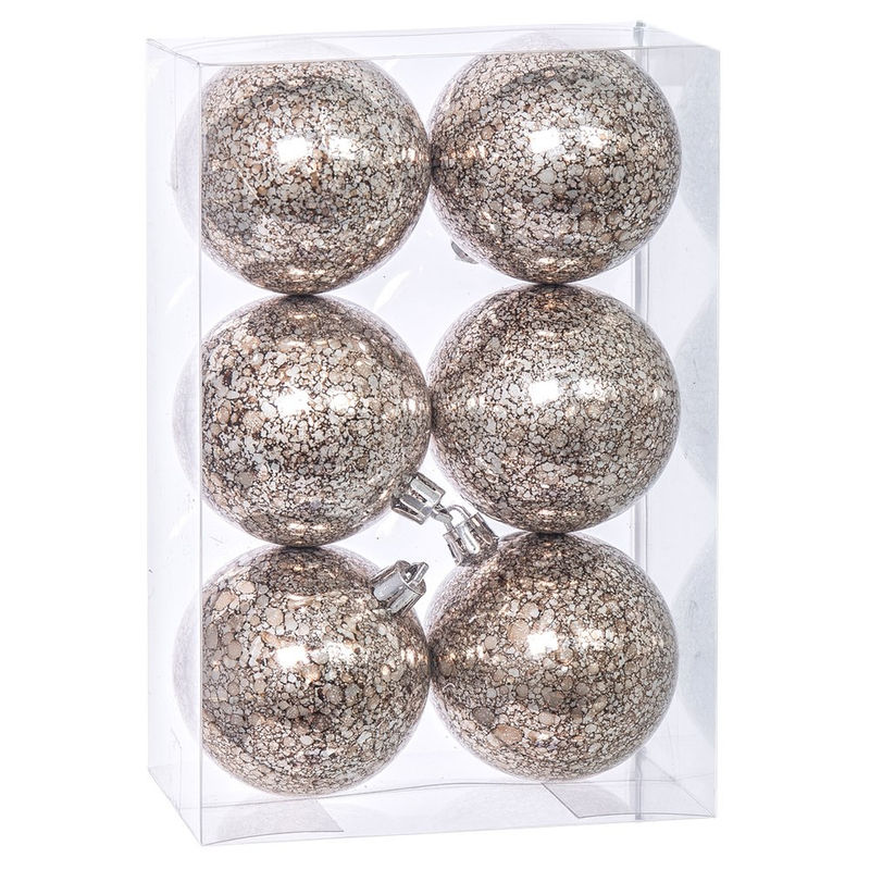 Gerimport - Set 6 Bolas Navidad Marrón 6 Cm - Decoración Navideña