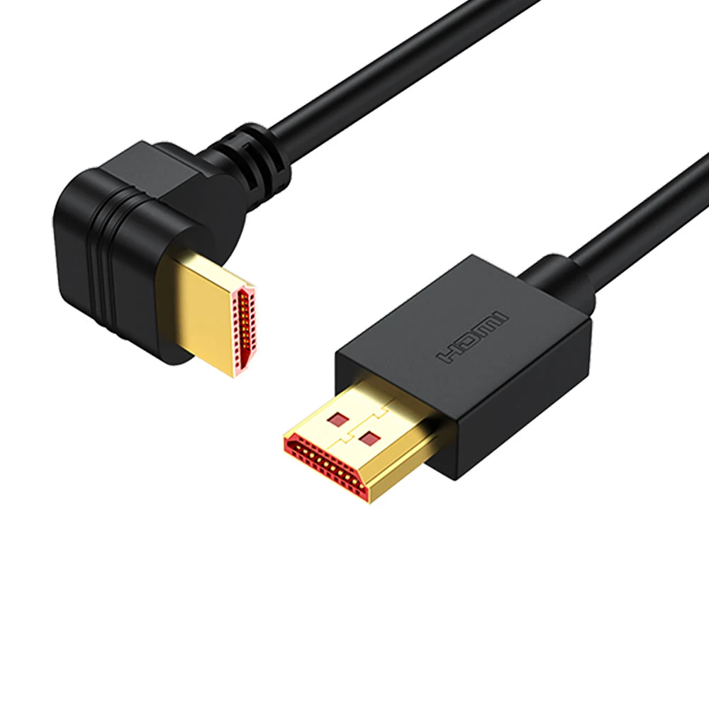 CABLEPELADO Cable Hdmi ethernet acodado | contactos Dorados | Audio | Soporte Multifuncional | Alta definición | Angulo 270º | Compatible 2 Metros
