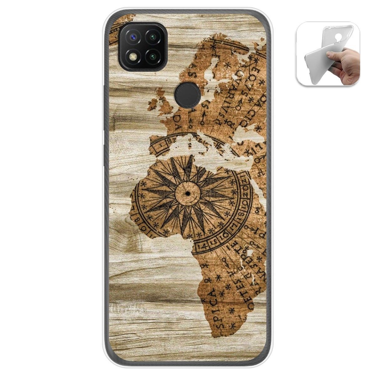 Tumundosmartphone Funda Gel Tpu para Xiaomi Redmi 9C diseño Madera 07 Dibujos