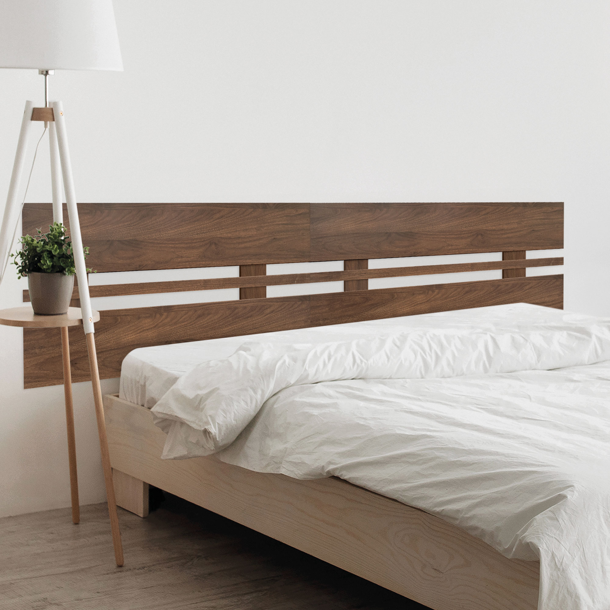 DHOME Cabecero de Madera reciclada DM Horizontal Ancho DUAL Cama Palets Herrajes incluidos