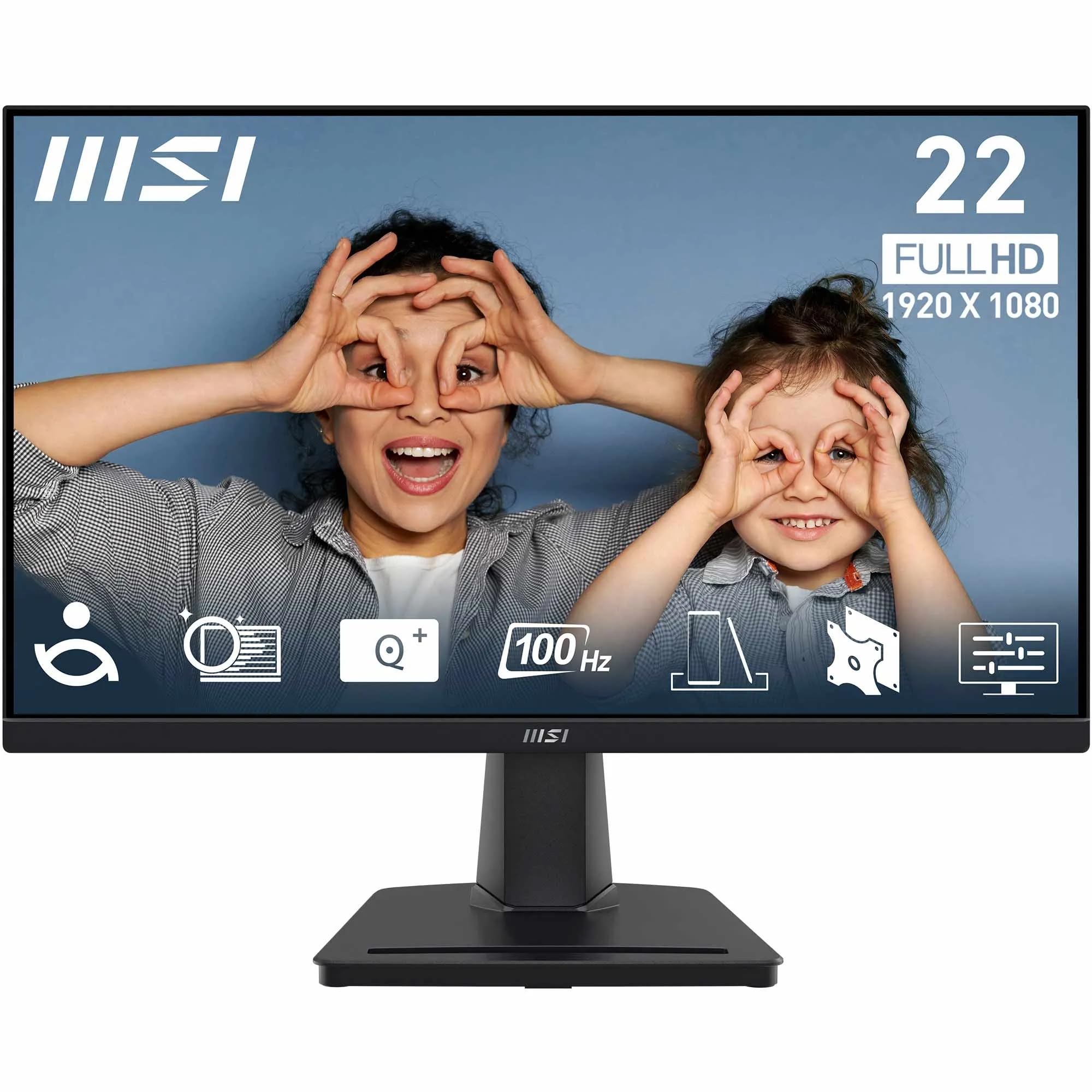 MSI Pro MP225V 21.5 Inch Full HD Office Monitor - 1920 x 1080 VA Panel, 100 Hz, Eye-Friendly Screen, Tilt-Adjustable - HDMI™, D-Sub (VGA)