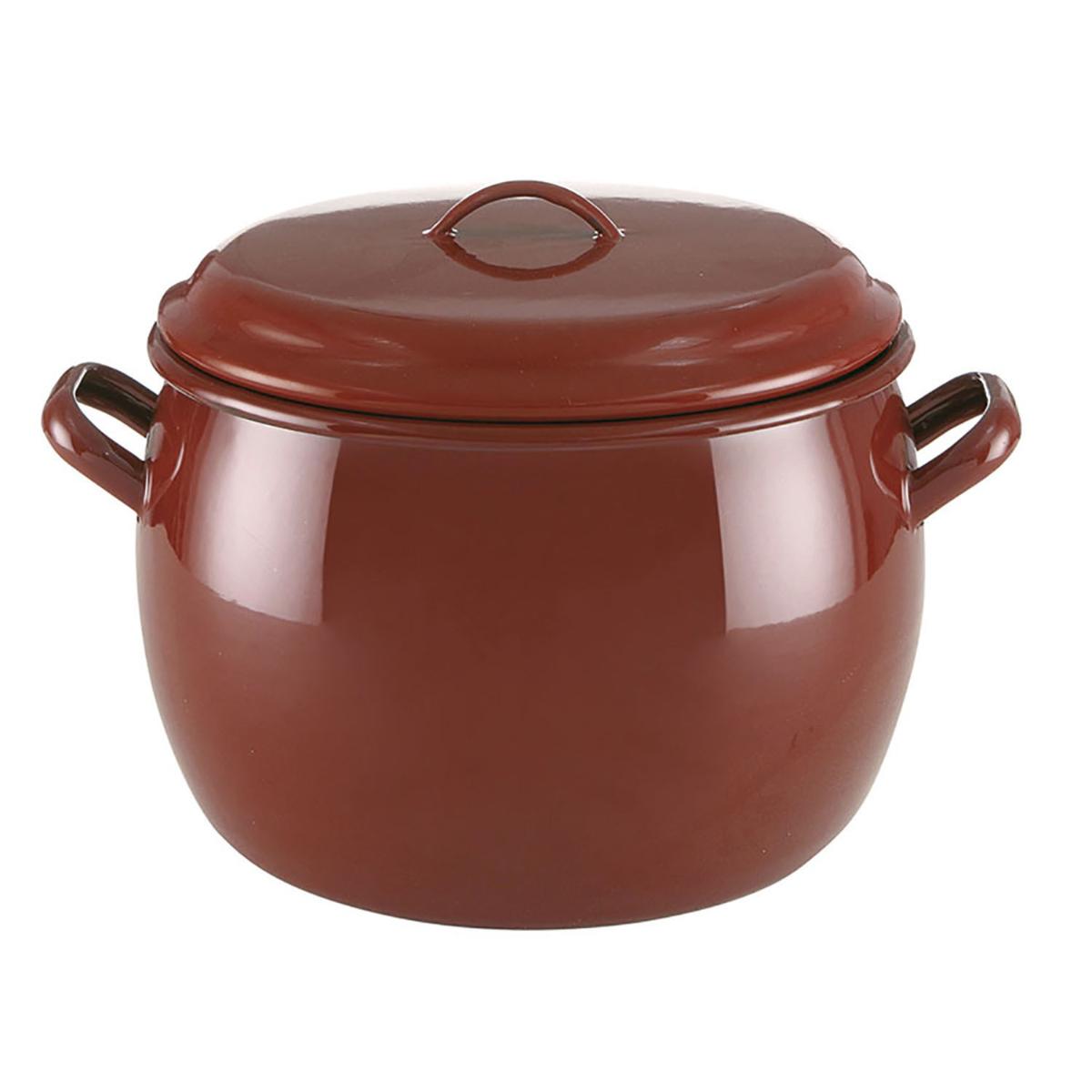 Olla de acero esmaltado abombada con tapa marrón Quid - Antiadherente - Diámetro de 14 a 36 cm – Tradición y resistencia – Apta para inducción y todo tipo de fuego - Apta lavavajillas