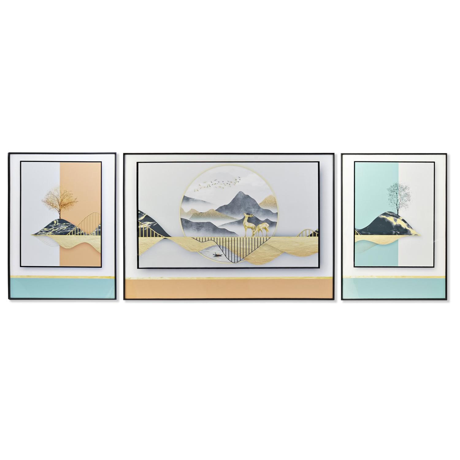 Cuadro Set 3 Aluminio Mdf 200X3X70 Montaòas El mejor complemento para tu hogar  -Fijalo-
