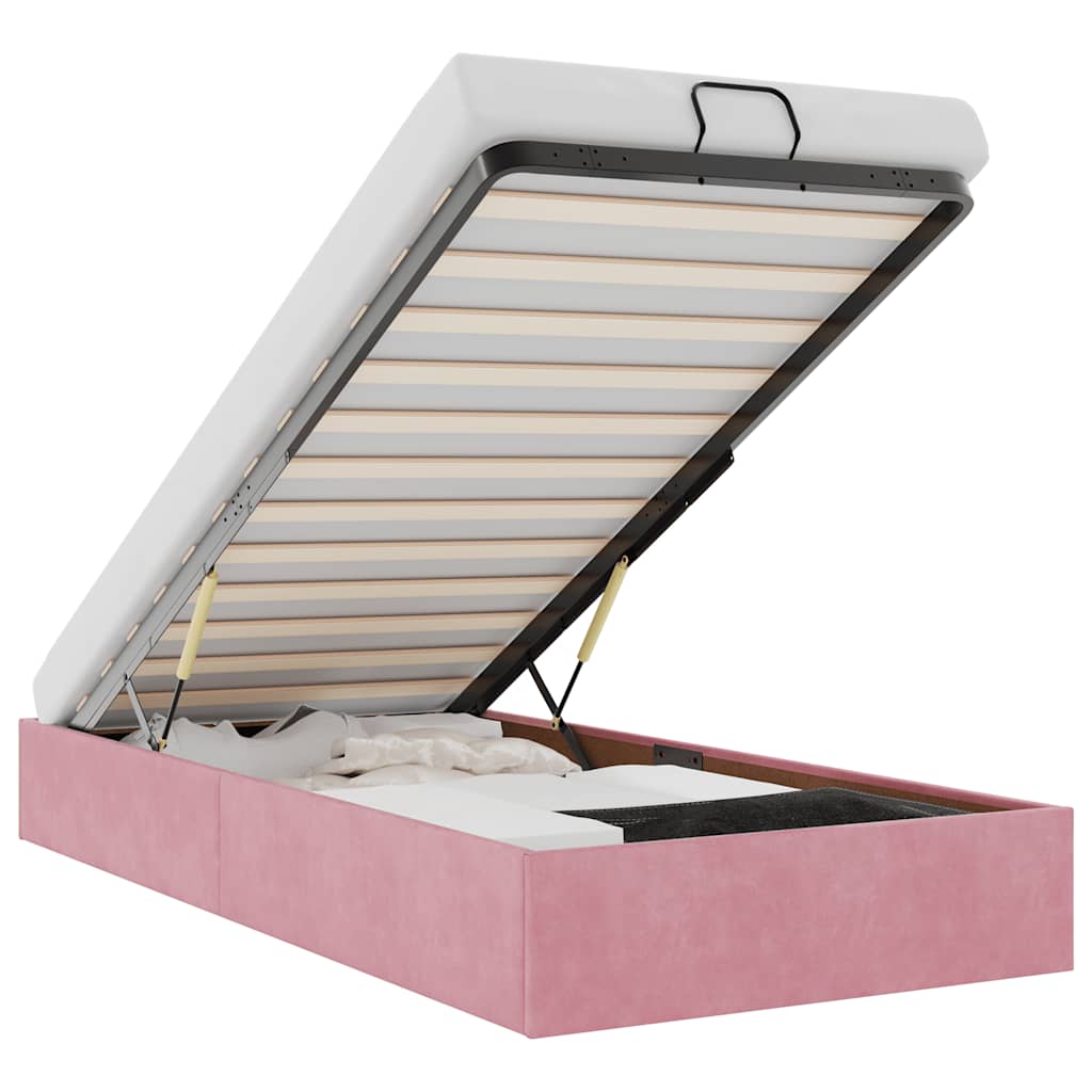 vidaXL Estructura cama otomana sin colchón terciopelo rosa 100x200 cm