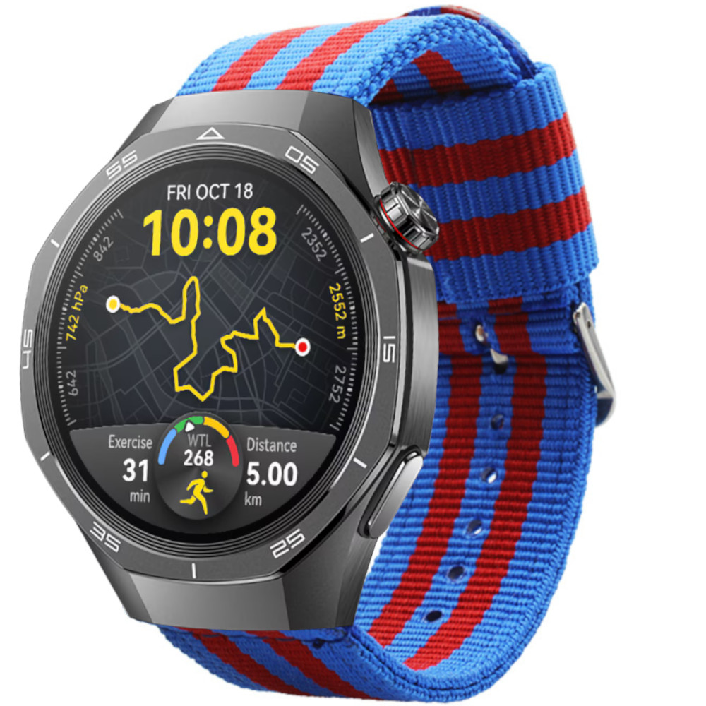 Correa de nylon para Amazfit GTR 4 / Bip 5 / Garmin Vivoactive 4 / Hua Watch GT 5 - 46mm / GT 5 - 46mm / GT 4 - 46mm , Colores Equipo Barcelona Ancho 22mm