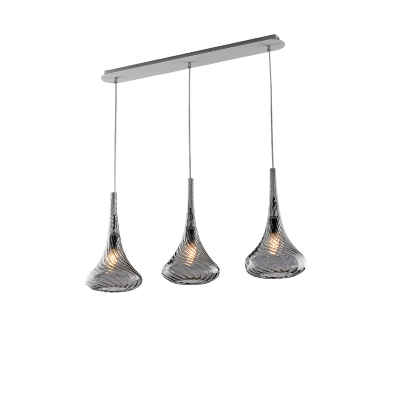 Riel de hierro Nemesis con cristal pyrex gris 3 luces L.75 X 10 BL280-BIN3-GR - Bonetti Illumina