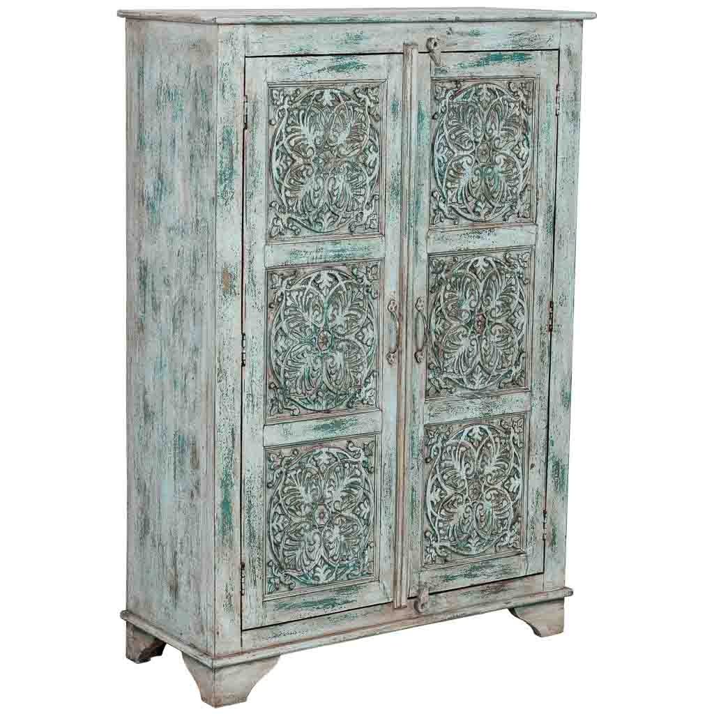 Wonderlust Deco - Armario de madera artesanal azul 96x40x140h cm Azul 96x40x140h cm