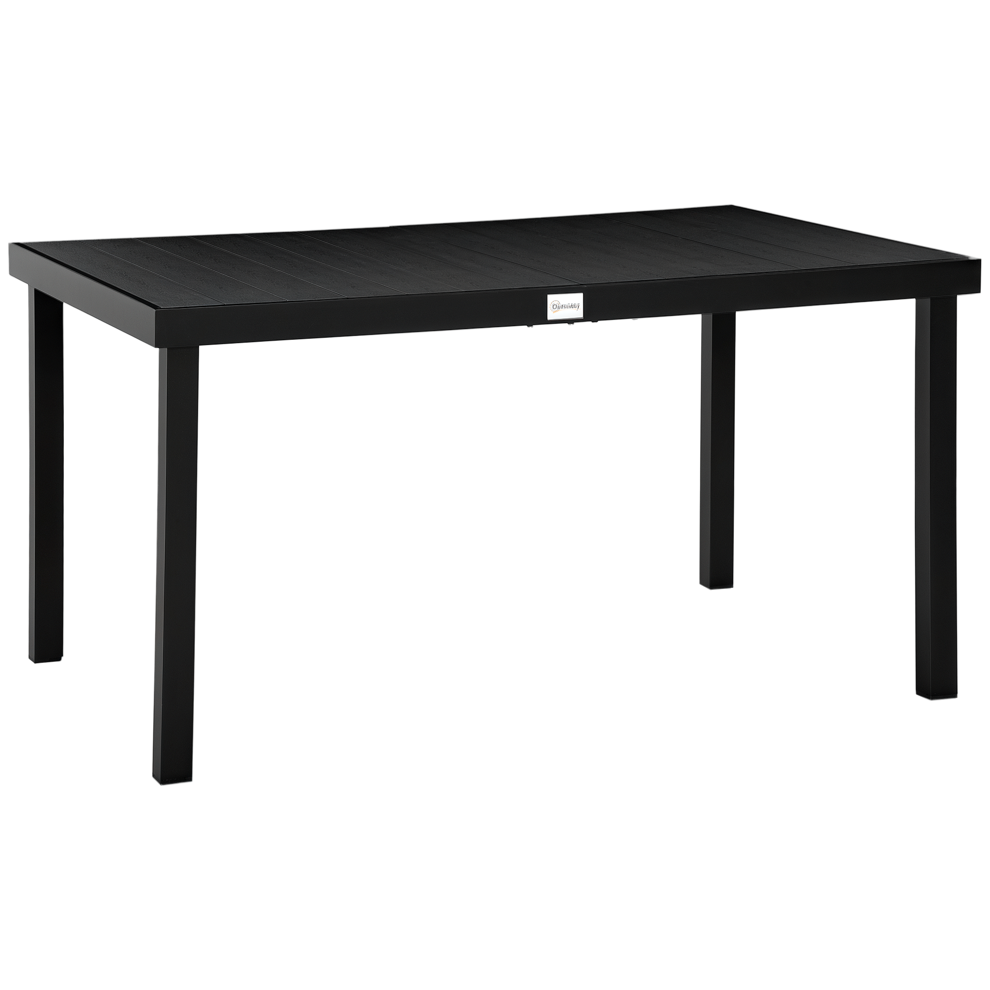 Outsunny Mesa de Jardín Rectangular para 6 Personas Mesa de Comedor Exterior 140x90x74 cm con Encimera de Listones y Estructura de Aluminio para Terraza Balcón Negro