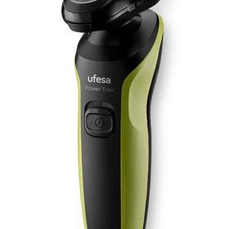 UFESA - Afeitadora eléctrica Pivot Power Trim con cabezales intercambiables, uso mojado y seco, batería de litio 50 min y diseño ergonómico verde