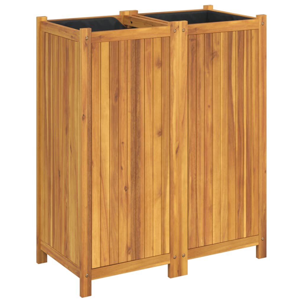 vidaXL Jardinera con forro madera maciza de acacia Dimensiones 31 x 31 x 50 cm,  54 x 31 x 50 cm,  31 x 31 x 75 cm y mas
