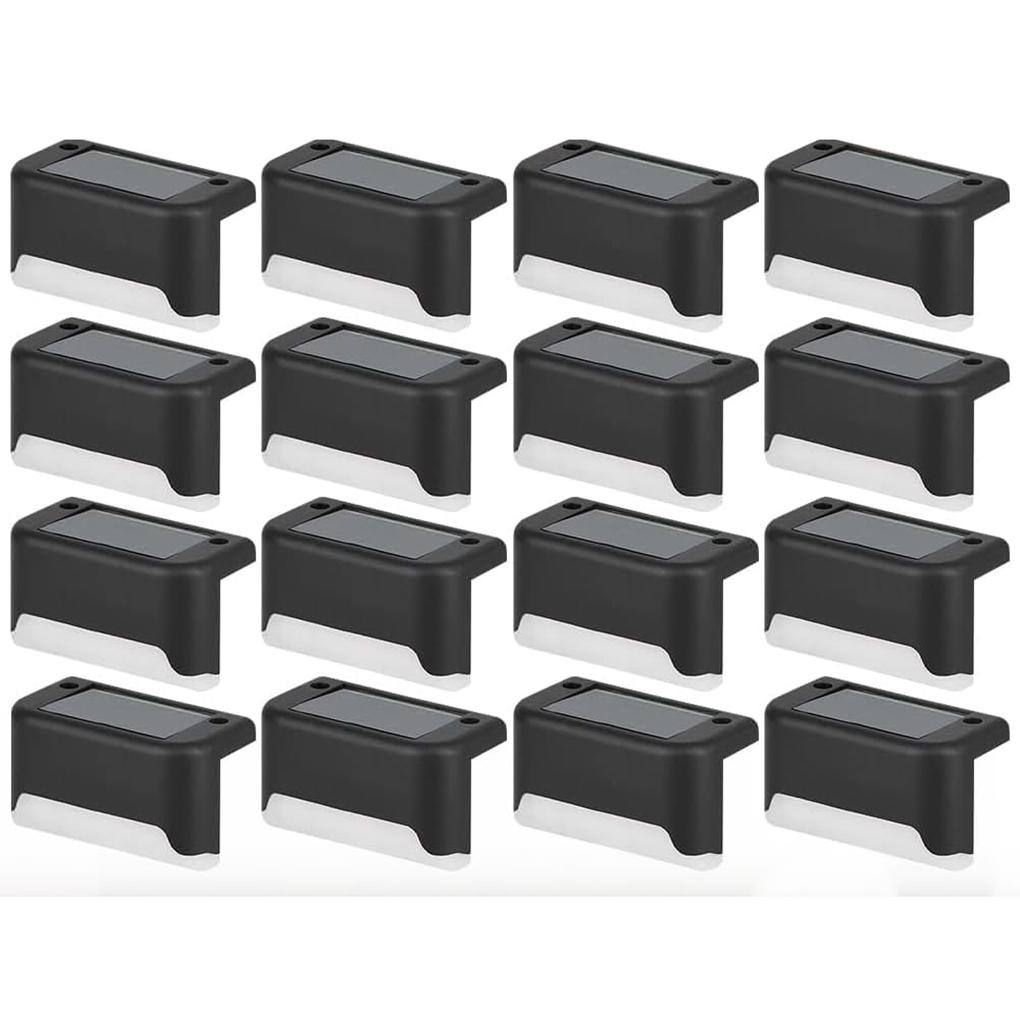 Pack de 16 Luces Solares LED para Exterior Blanco Cálido – Iluminación Solar Impermeable para Jardín, Escaleras, Patio, Camino, Garaje, Pared y Valla – Encendido Automático, Fácil Instalación y Hasta 12 Horas de Luz