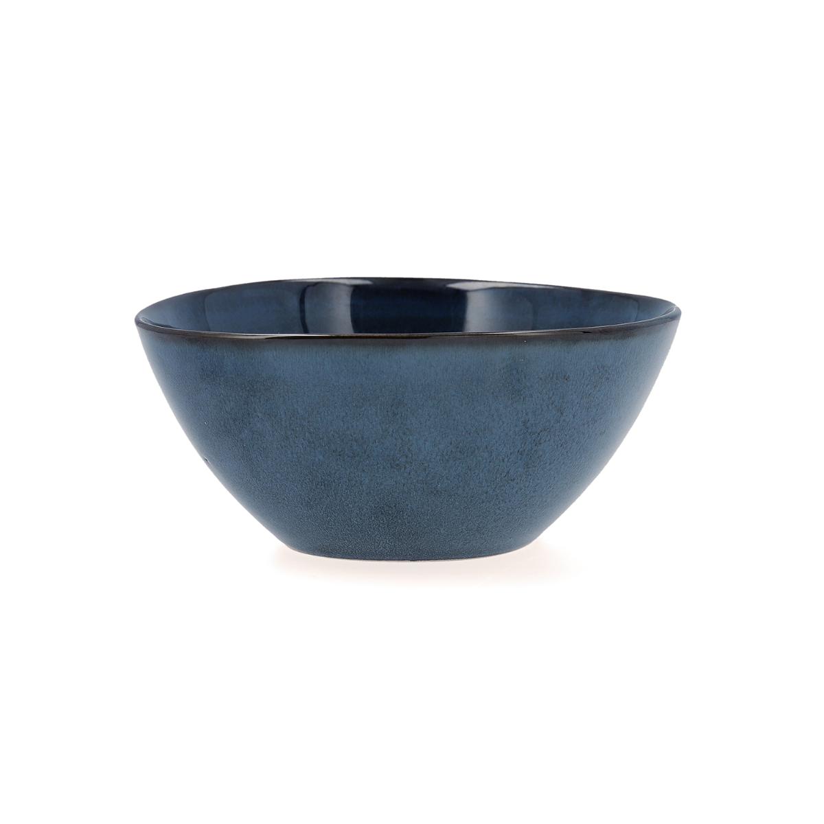 Bidasoa BIDASOA IKONIC Bol Gres 15,8X15X7CM. Azul Brillo. Borde Fino. Apto Microondas. Diseño Orgánico.