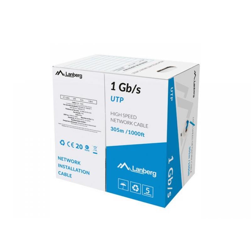Lanberg Lan Cable Utp 1Gb/S 305M Solid Cca Blue