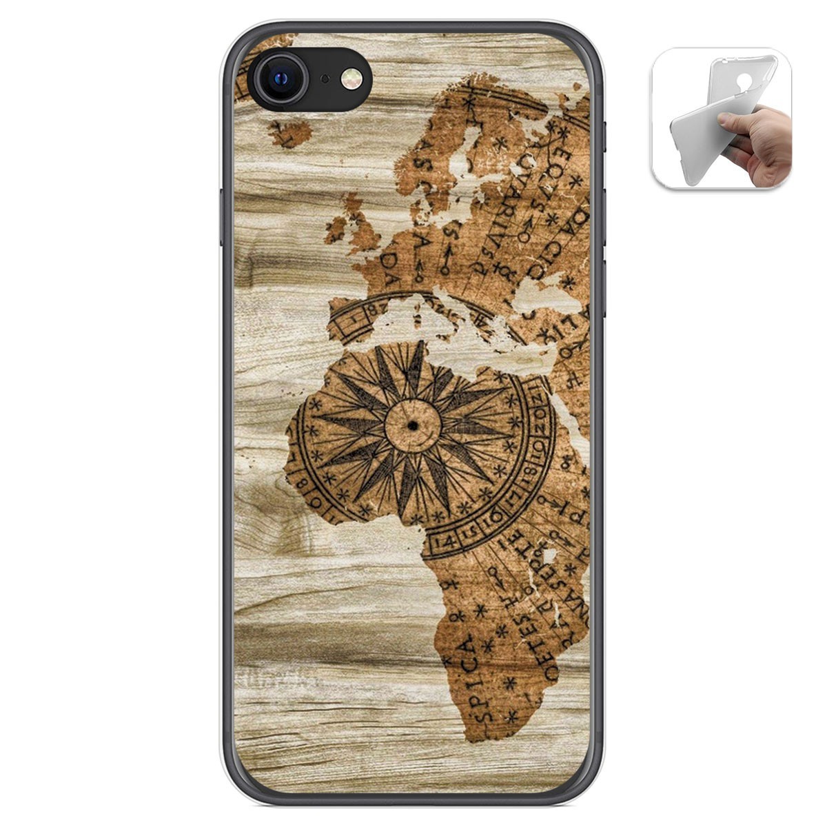 Tumundosmartphone Funda Gel Tpu para Iphone SE 2020 diseño Madera 07 Dibujos