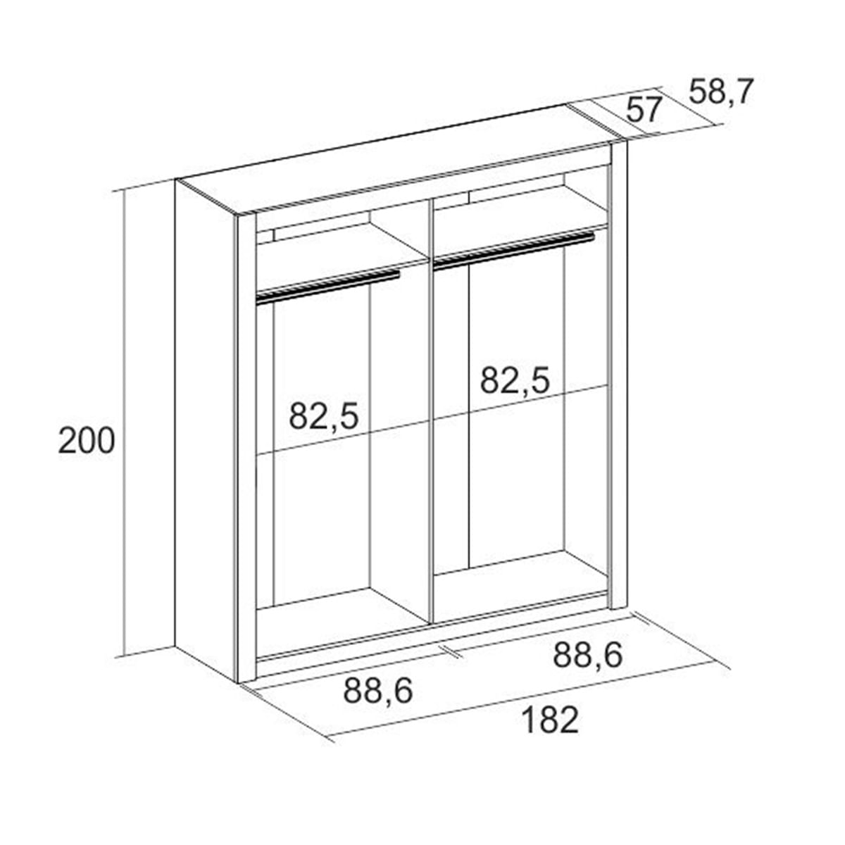 Armario Sava 2 puertas correderas 201x182x58,7 cm