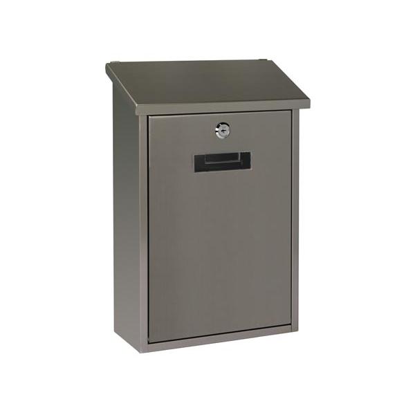 Perel Buzón de berlín, Montaje en la Pared, con Soporte de Nombre, 2 Teclas, Dimensiones (H x w x d) 36.5 x 27 x 10 cm, Plata