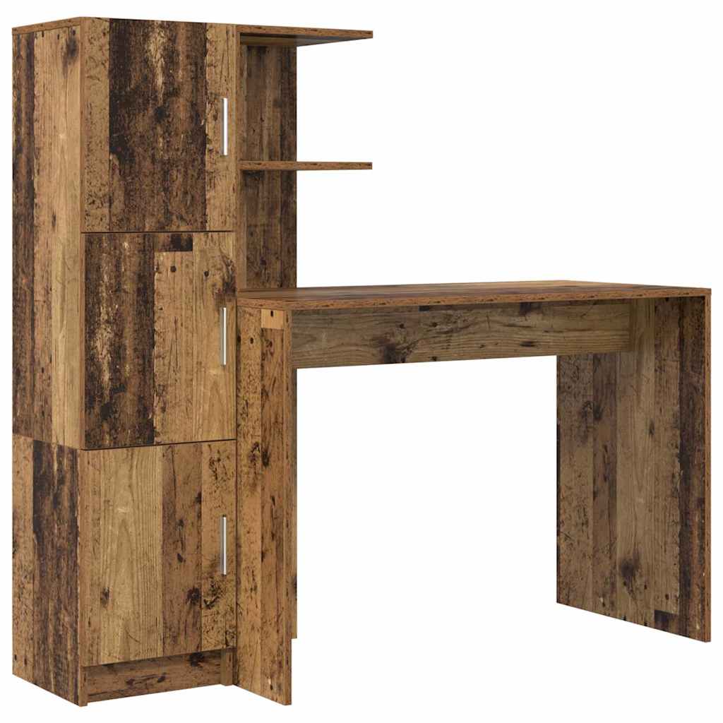 vidaXL Escritorio 2 pcs Madera vieja