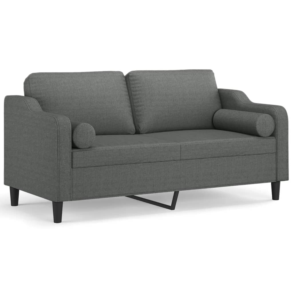 vidaXL Sofá de 2 plazas con cojines tela gris oscuro 140 cm