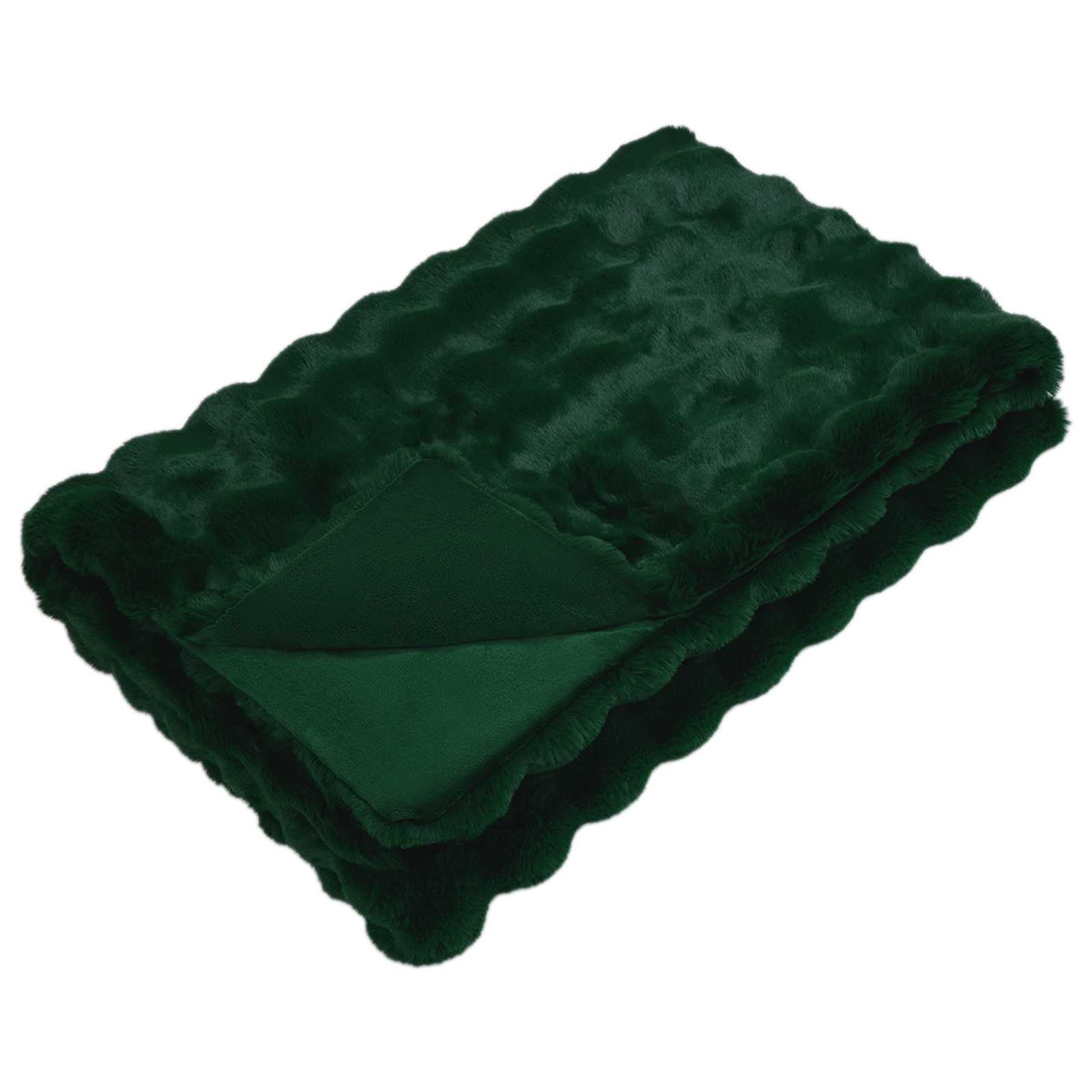 vidaXL Manta de de conejo sintético antideslizante Olite Verde oscuro