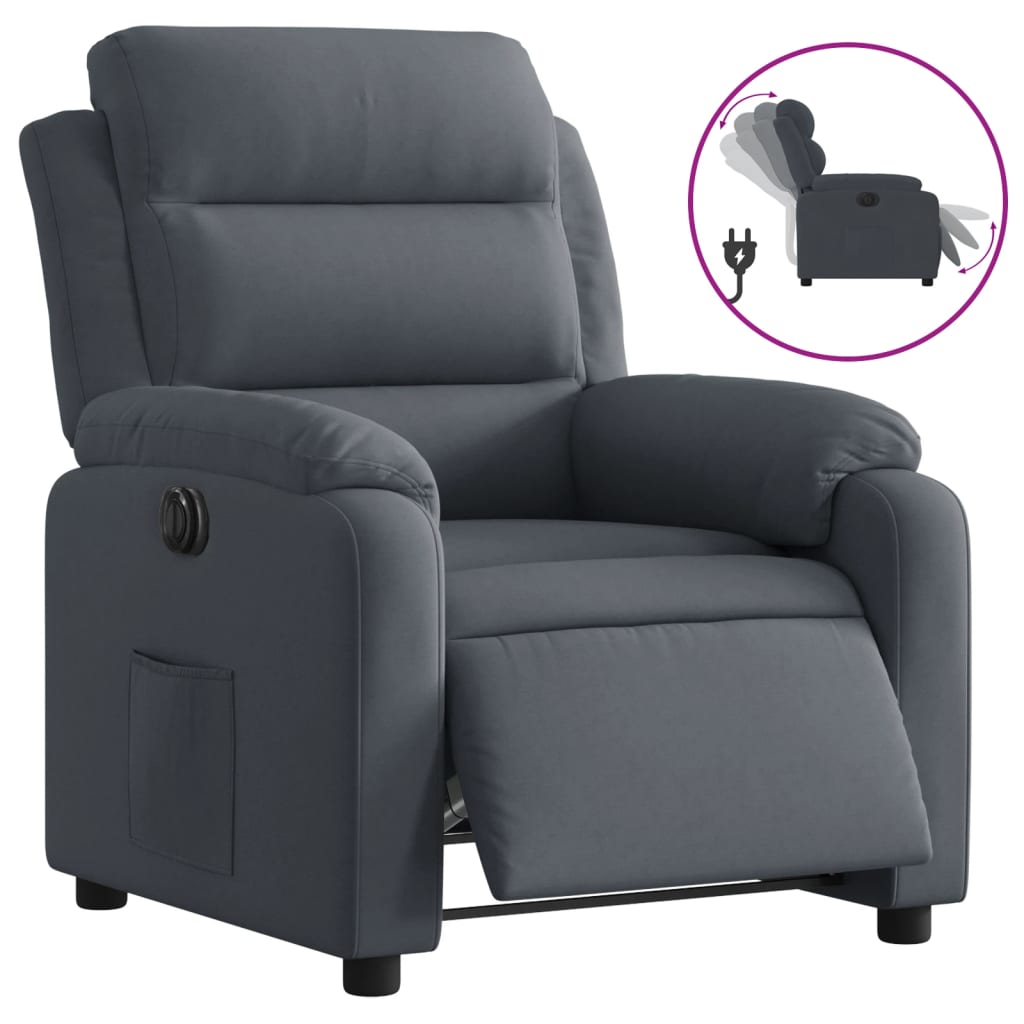 vidaXL Sillón reclinable eléctrico de terciopelo gris oscuro