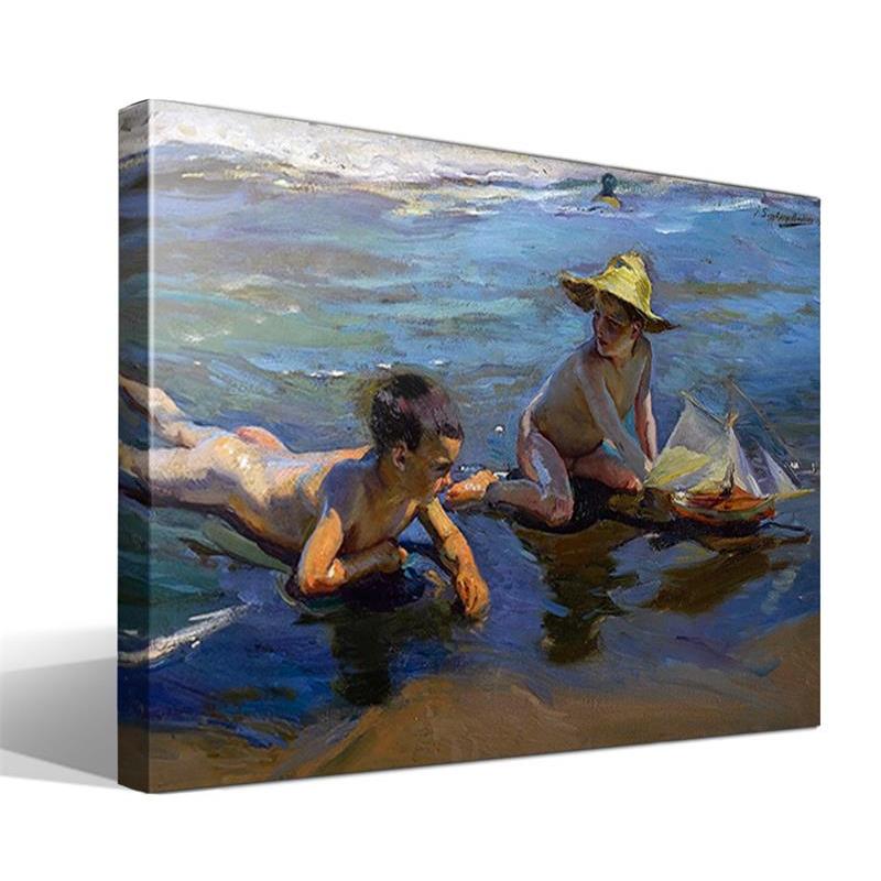 Cuadro Canvas Niños en la Playa II de Joaquín Sorolla y Bastida - Reproducción Digital de Obras de Arte - Calidad Superior