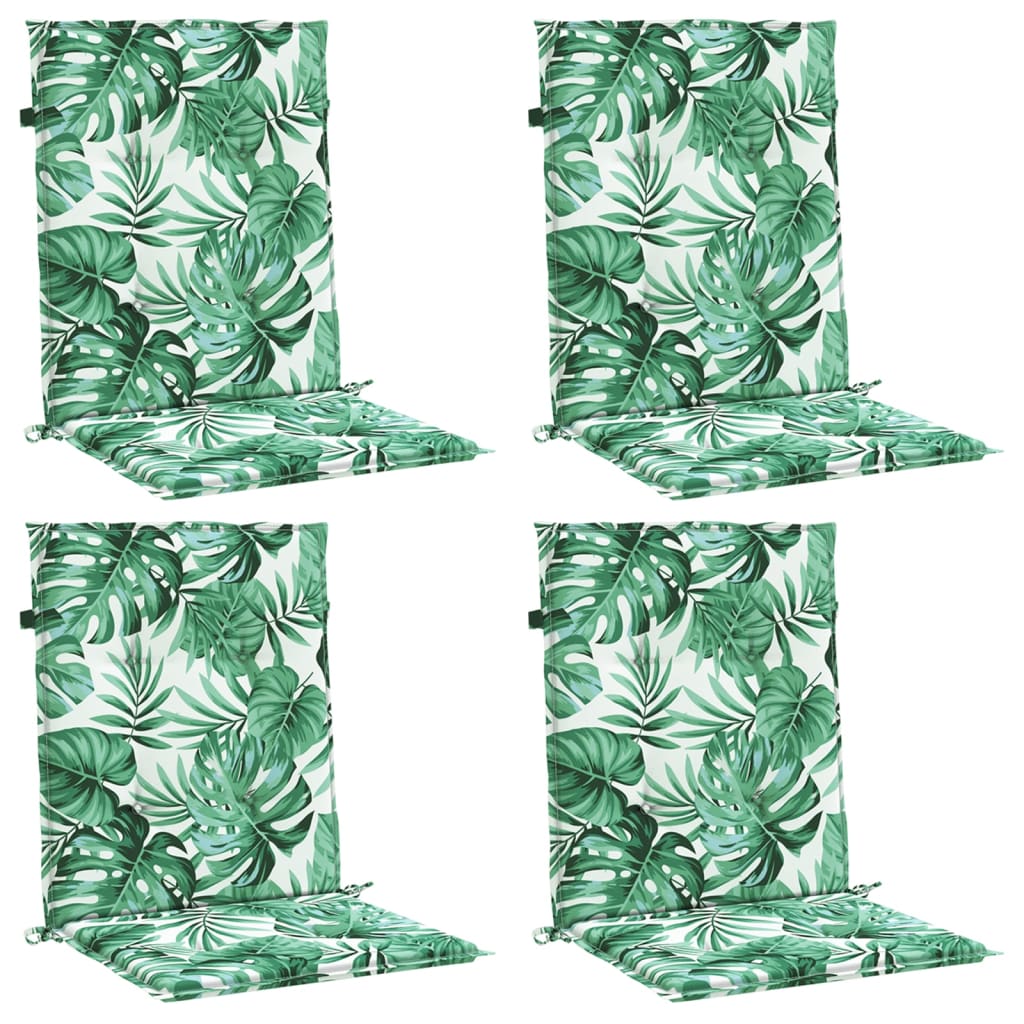 vidaXL Cojines de silla de respaldo bajo 4 uds tela estampado de hojas