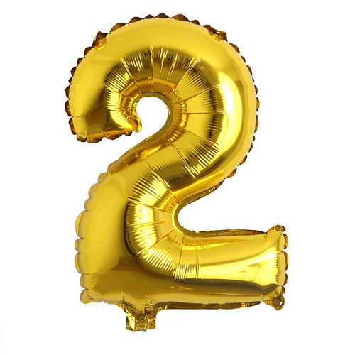 CABLEPELADO - Globo numero de cumpleaños - 45 cm - eventos - photocall - decoracion - numero 2 - color dorado