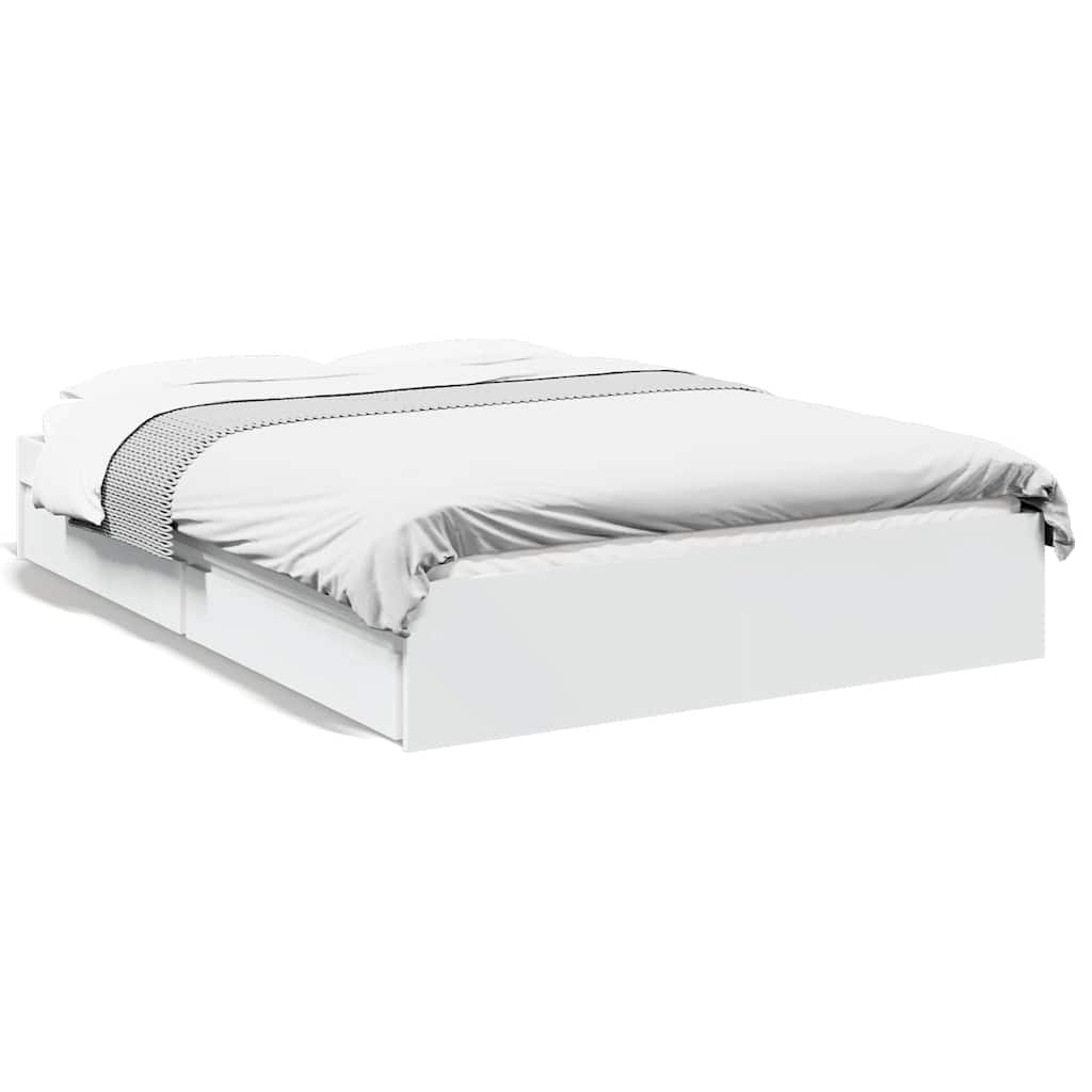 vidaXL Cama con cajones madera de ingeniería blanco 120x200 cm