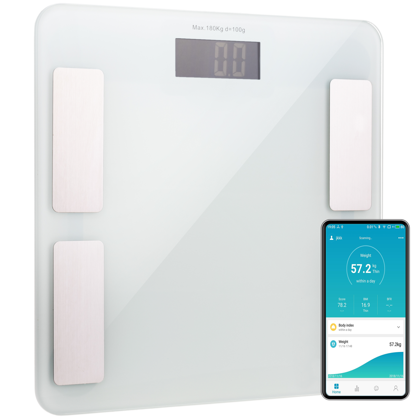 Báscula digital Bluetooth de baño con función diagnóstica compatible con Smartphone - PrimeMatik