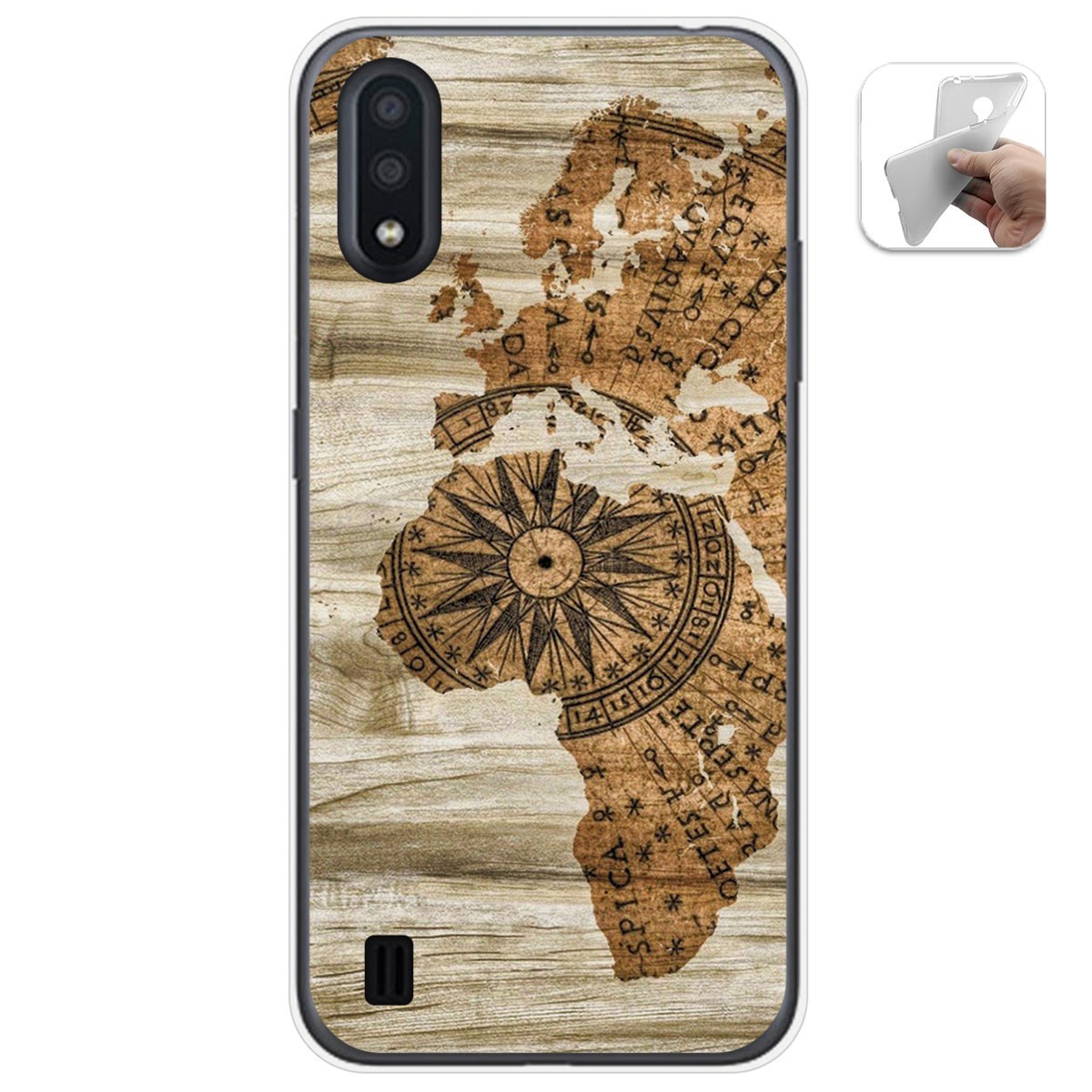 Tumundosmartphone Funda Gel Tpu para Samsung Galaxy A01 diseño Madera 07 Dibujos