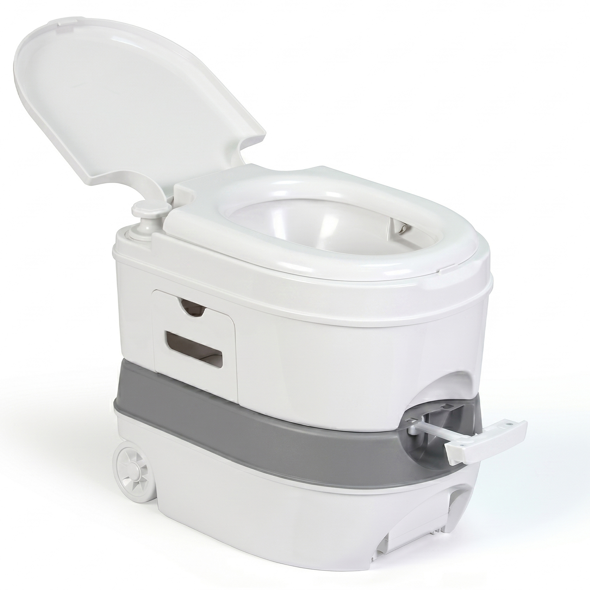 Briebe WC1196W WC Inodoro Portátil Químico con Ruedas Adultos 24L Camper, Camping, Vater Descarga Agua 20L, , Blanco