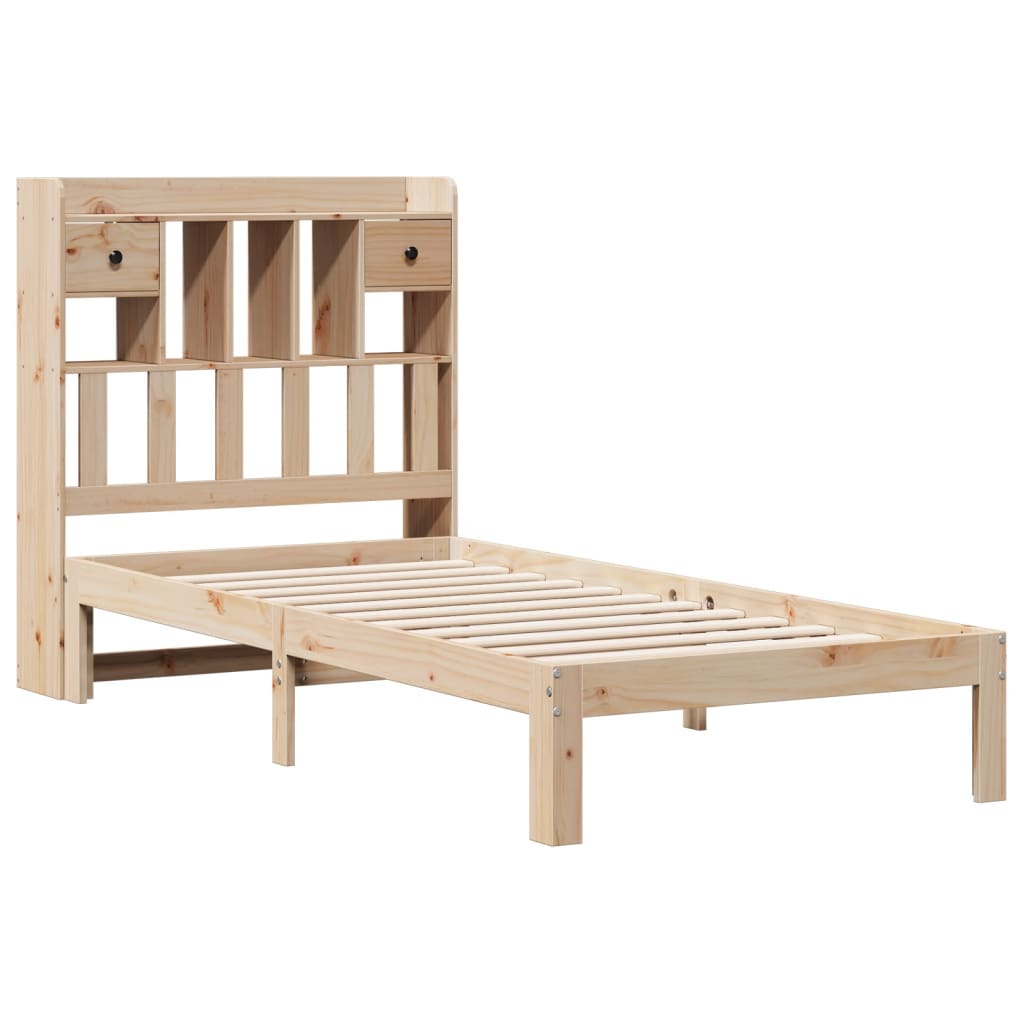 vidaXL Cama con estantería sin colchón madera maciza 90x200 cm