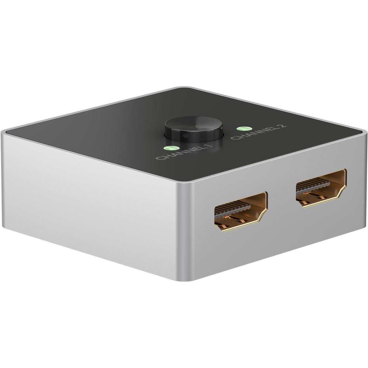 Goobay 58486 - Conmutador HDMI 2 en 1 out/4K a 60 Hz (2160 p) HDMI/Caja de conmutación HDMI 2.0 para PS4, PS5, portátiles o monitores