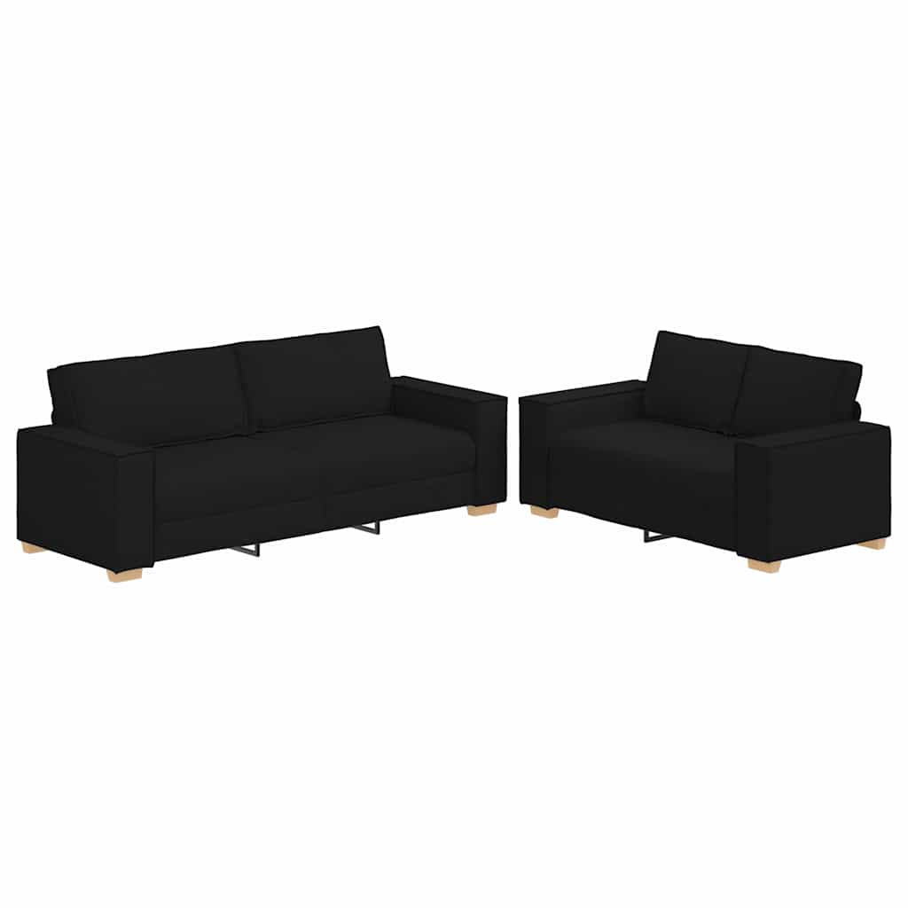 vidaXL Juego de sofás con cojines 2 piezas tela negro