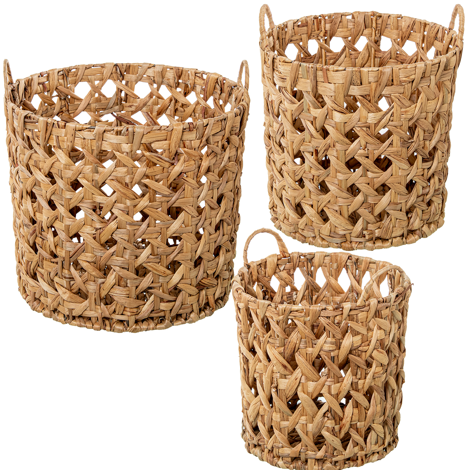 Set 3 cestos hierba de mar natural 39x35 y 33x32 y 28x29cm