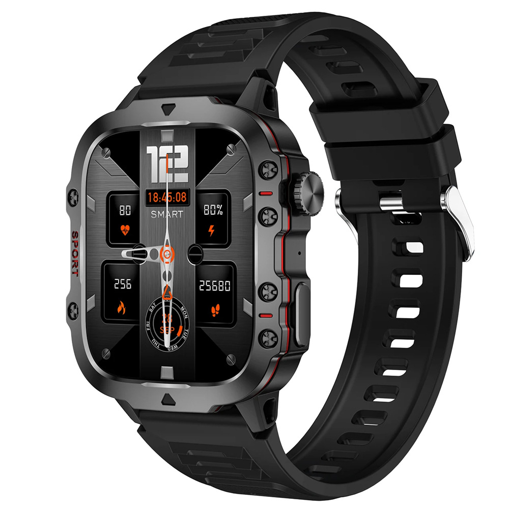 Reloj inteligente de frecuencia cardíaca para hombres, sueño, presión arterial, 1,96 pulgadas, rastreador de actividad, reloj inteligente impermeable al aire libre, más de 100 modos deportivos, rastreador de ejercicios, relojes para hombre de silicona, ll