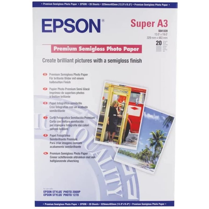 Papel Epson Premium Semigloss A3+ 20H