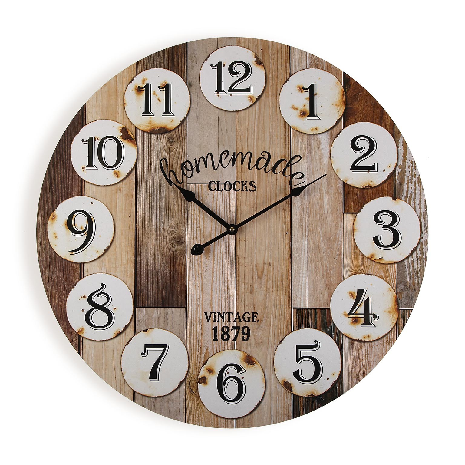 Versa Akaroa Reloj de Pared Decorativo para la Cocina, el Salón, el Comedor o la Habitación, , Medidas (Al x L x An) 58 x 3 x 58 cm, Madera, Color Marrón