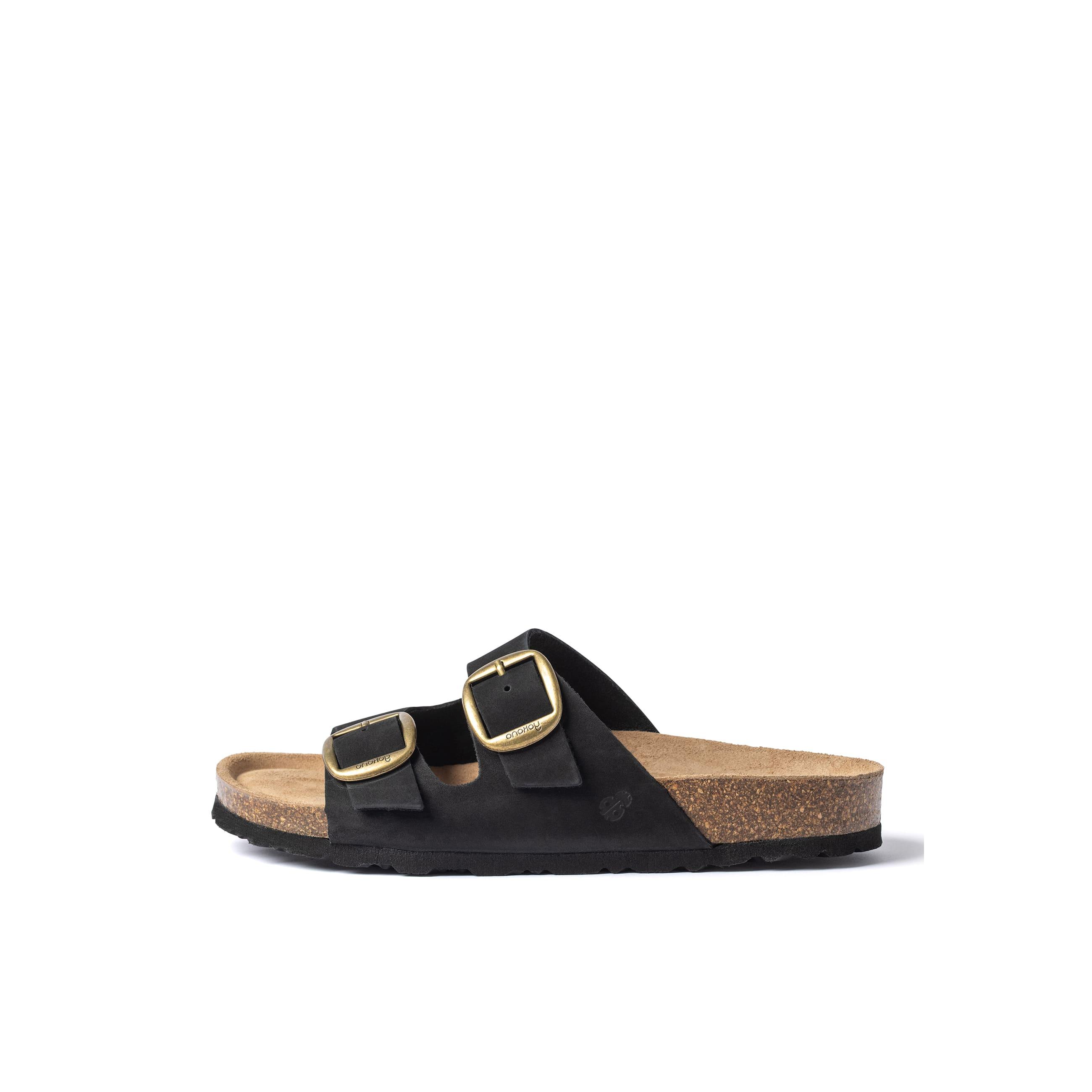 YOKONO sandalia plana GRANADA-701 NEGRO | Zapatos mujer Primavera-Verano | Piel vacuna  Nobuck | 3 CM