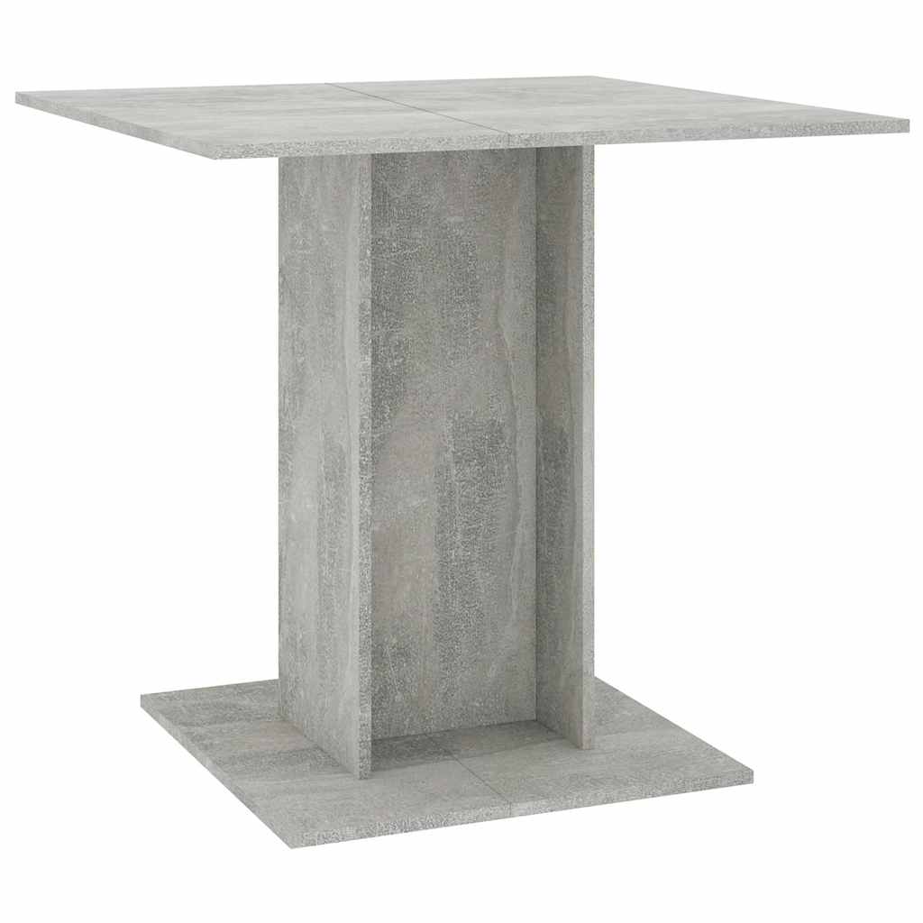 vidaXL Mesa de comedor madera contrachapada gris hormigón 80x80x75 cm