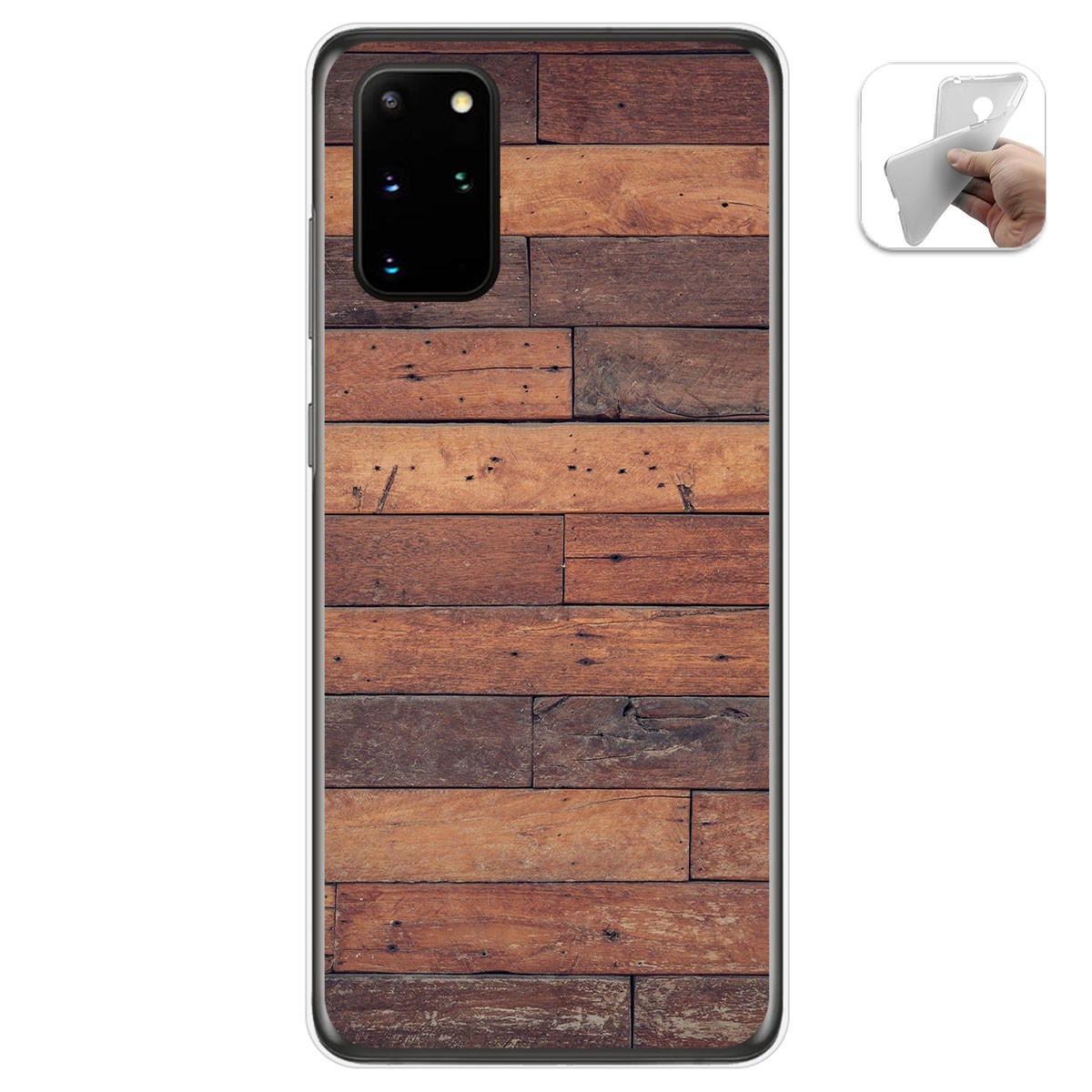 Tumundosmartphone Funda Gel Tpu para Samsung Galaxy S20+ Plus diseño Madera 03 Dibujos