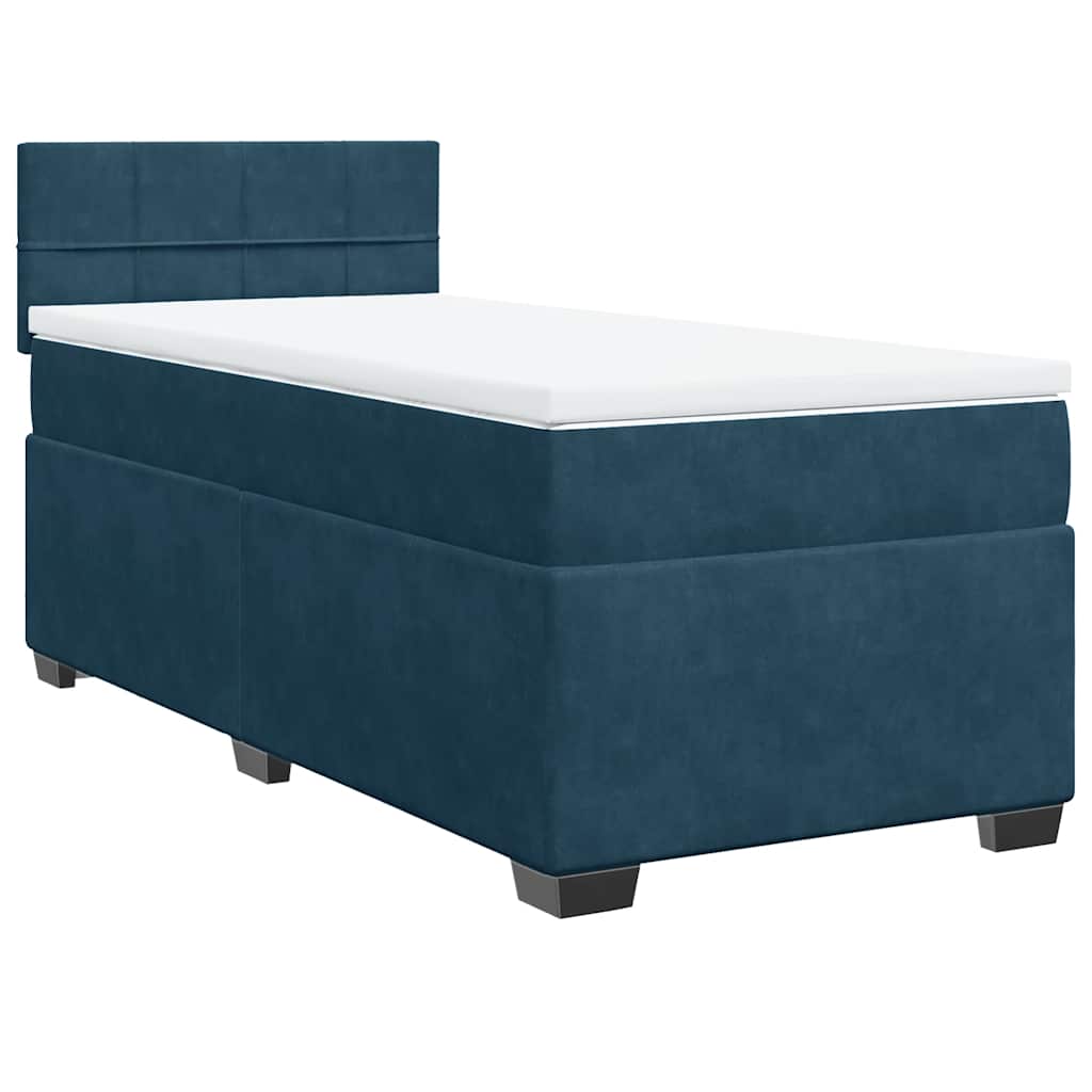 vidaXL Cama box spring con colchón terciopelo azul 90x200 cm