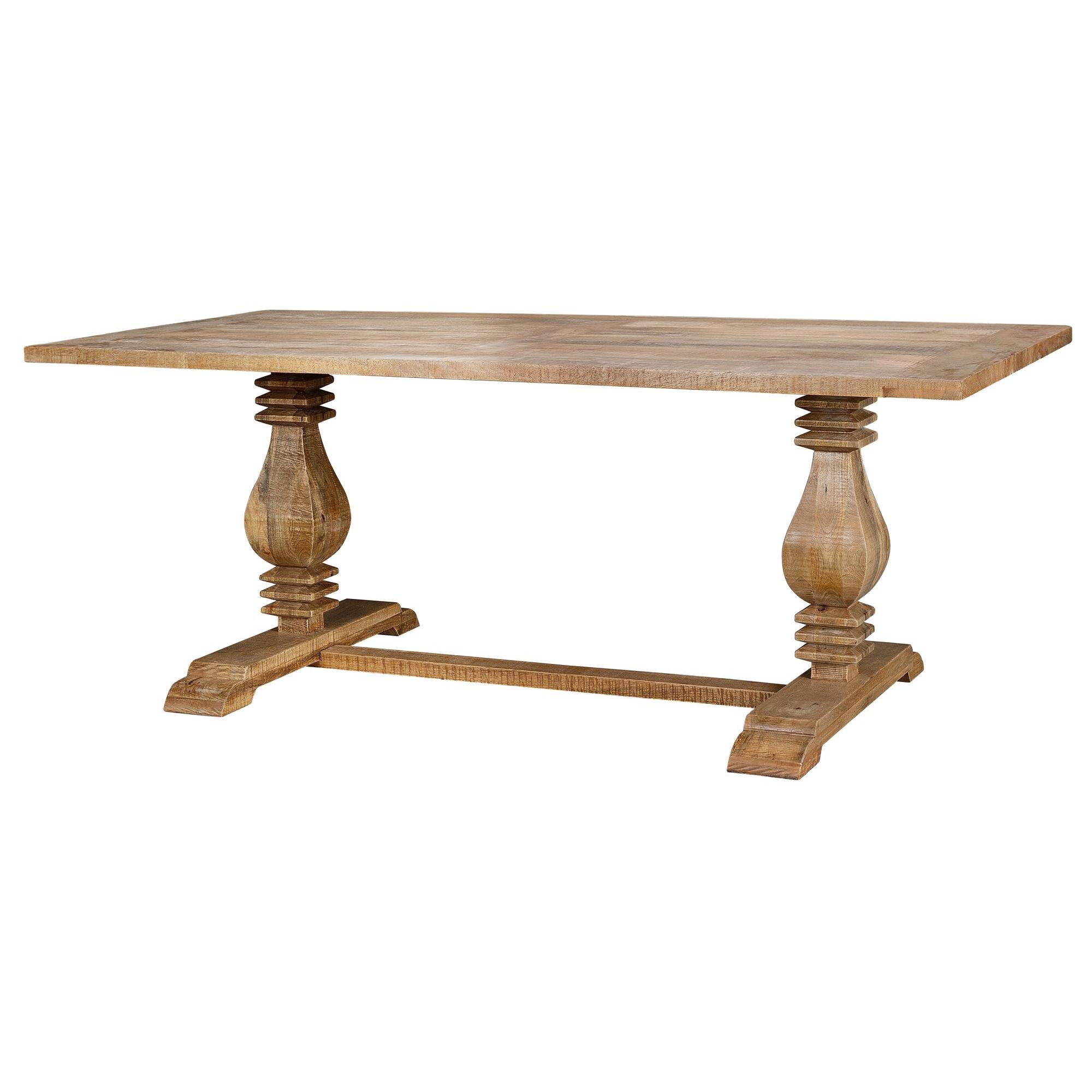 Mesa de comedor 8 plazas en madera de mango natural 2 metros