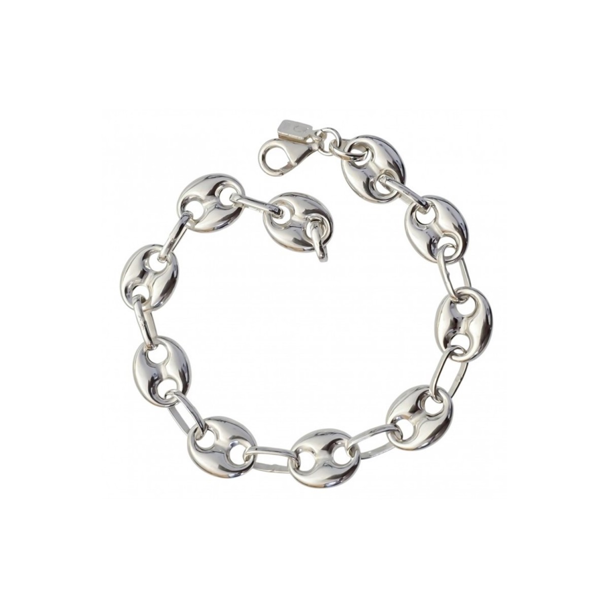 Pulsera en Plata de Ley 925m con 18.5 cm. eslabón calabrote de 12 x 9 mm.