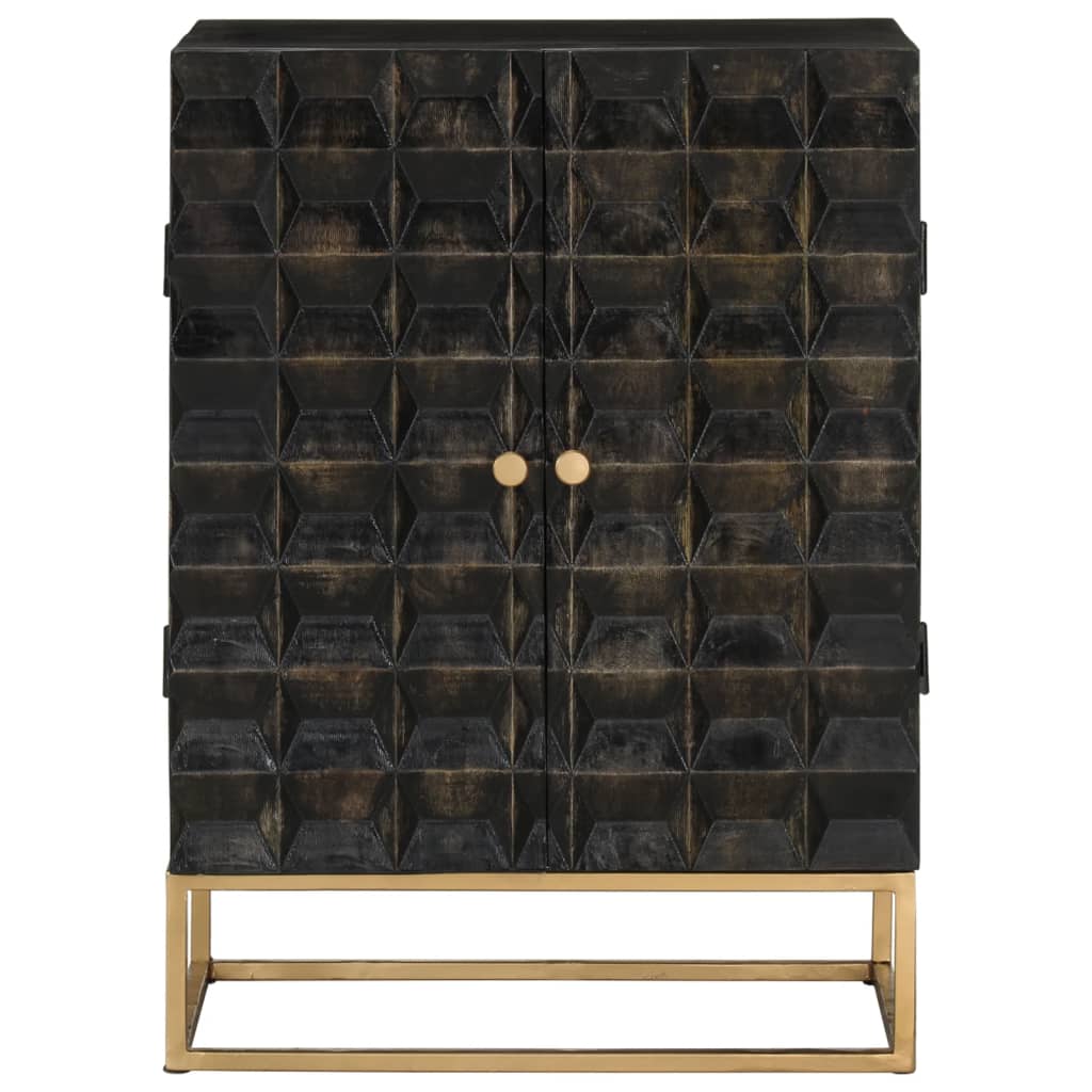 Aparador de Hierro y Madera Maciza de Mango Negro Vidaxl 55x34x75 Cm