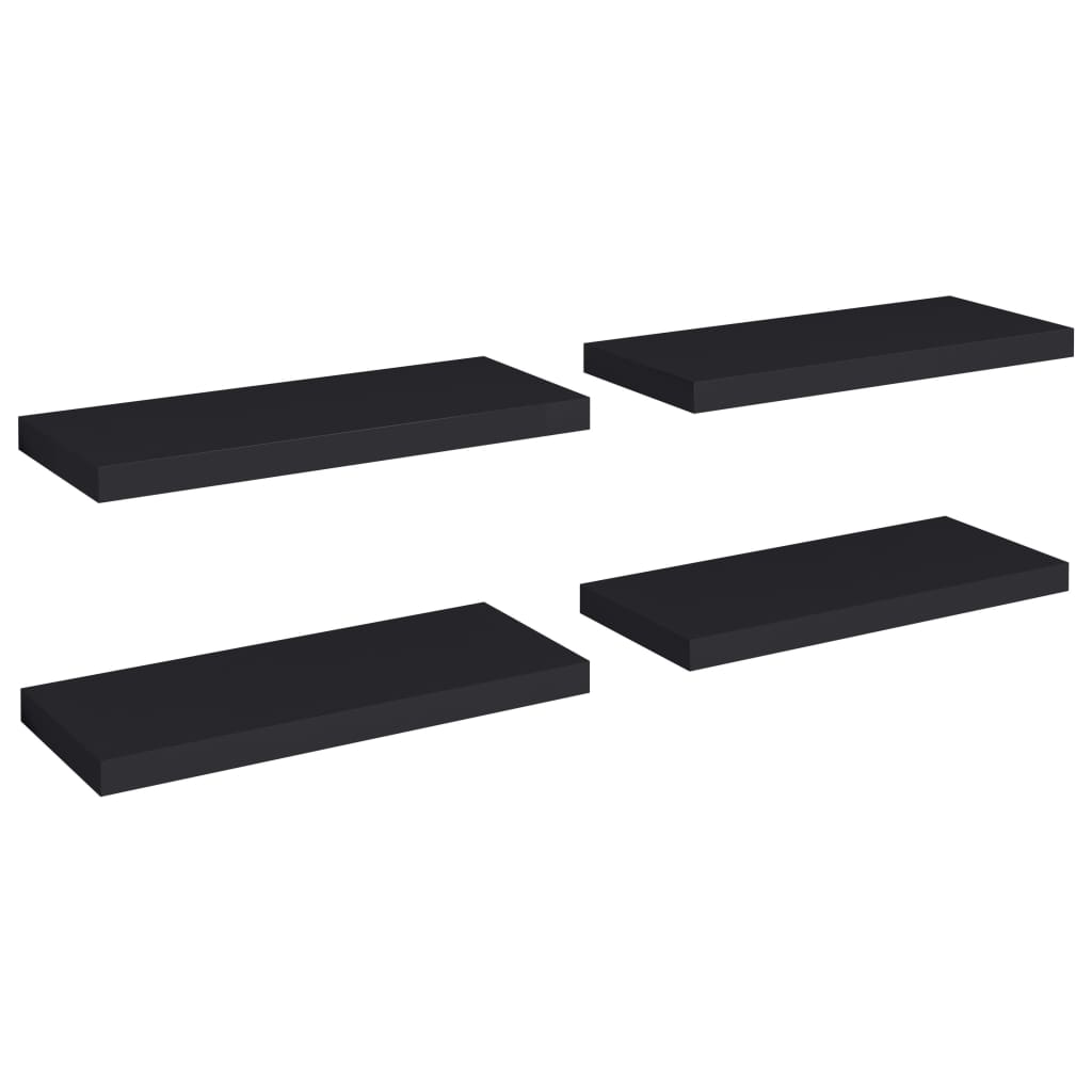 vidaXL Estante flotante de pared 4 uds MDF 60x23,5x3,8 cm Blanco brillante, negro brillante, gris brillante Mueble Almacenaje Estantería para Oficina, Estudio, Dormitorio Estantería/Librería/ mueble de Almacenamiento